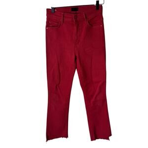 MOTHER  Insider Crop Step Fray Second Chance in Hot Rod Red 26